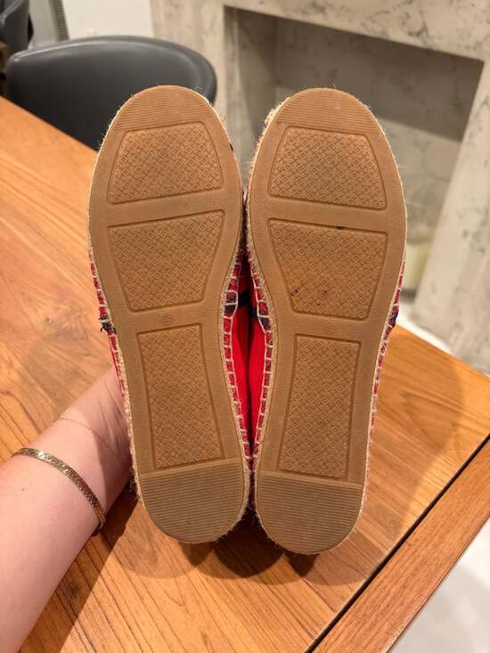 Tory Burch Ines Canvas Espadrille Flats in Red and Navy EUC - Picture 7 of 11